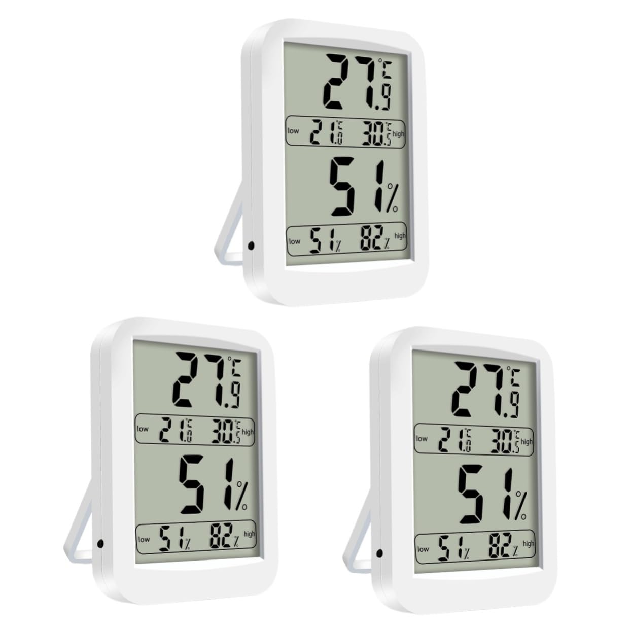 HANABASS 3piezas Digital De Precisión Alta Pantalla Led Para Interior Higrómetro Electrónico Sin Batería Para Dormitorios Salones y Oficinas