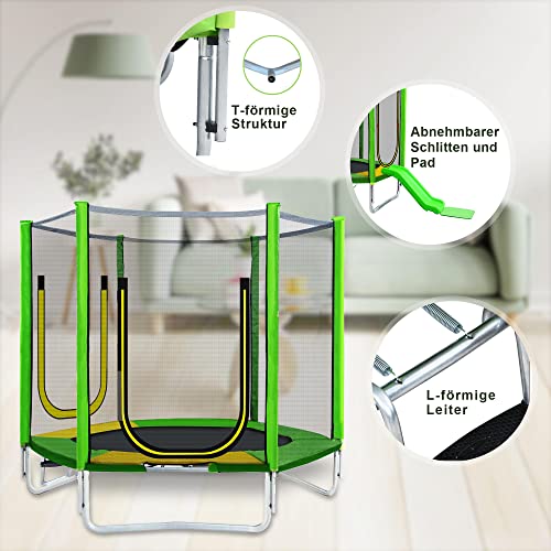 KecDuey Trampolin, 7FT Trampolin Outdoor inkl. Leiter, gepolsterten Stangen, rutschen, Sicherheitsnetz, Randabdeckung – Bild 5