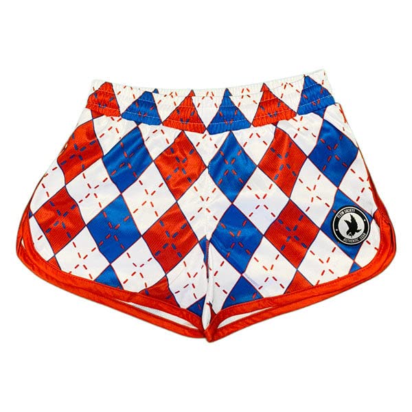 Flow Society Red, White & Blue Argyle Girls Athletic Shorts