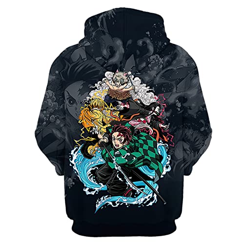 Wdyxhno Unisex Anime Hoodies Tanjirou Pocket Hoodie Men's Women's 3D Printed Hooded Pullover Sweatshirt Black4-Small #TOP1