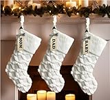 AISENO 3 Pack 20 Inch Faux Fur Christmas Stockings Cable Knit Knitted Thick Decoration for Merry Christmas Party Xmas Home Decorations