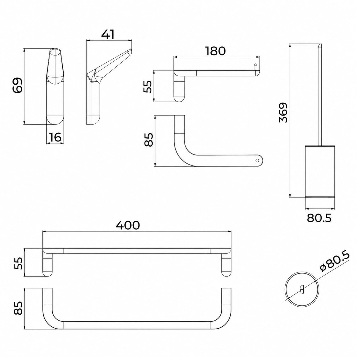 MEDIMEX Set Accesorios Baño 4 Piezas, Juego Completo de Baño | Renueva tu baño con un diseño uniforme y funcional que aporta orden, comodidad y un acabado moderno a tu espacio.