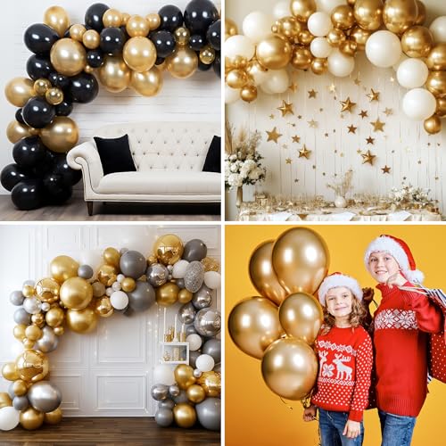 Image of RUBFAC 135pcs Gold Balloons Different Sizes 18 12 10 5 Inch for Garland Arch, Latex Metallic Balloon for Birthday Graduation Party Wedding Decorations
