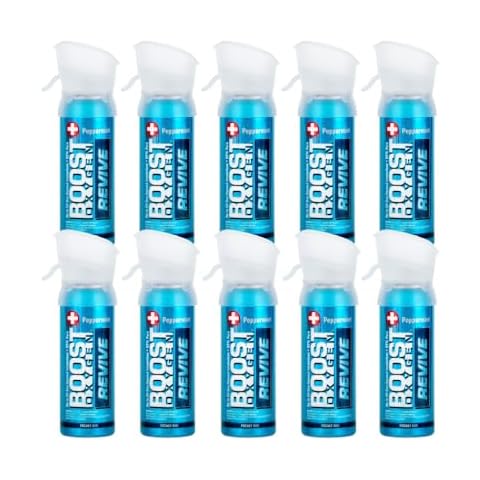 Boost Oxygen Pocket Size Revive Peppermint Aroma 3L Canister | Respiratory Support for Aerobic Recovery, Altitude, Performance & Health (10 Pack) Cover