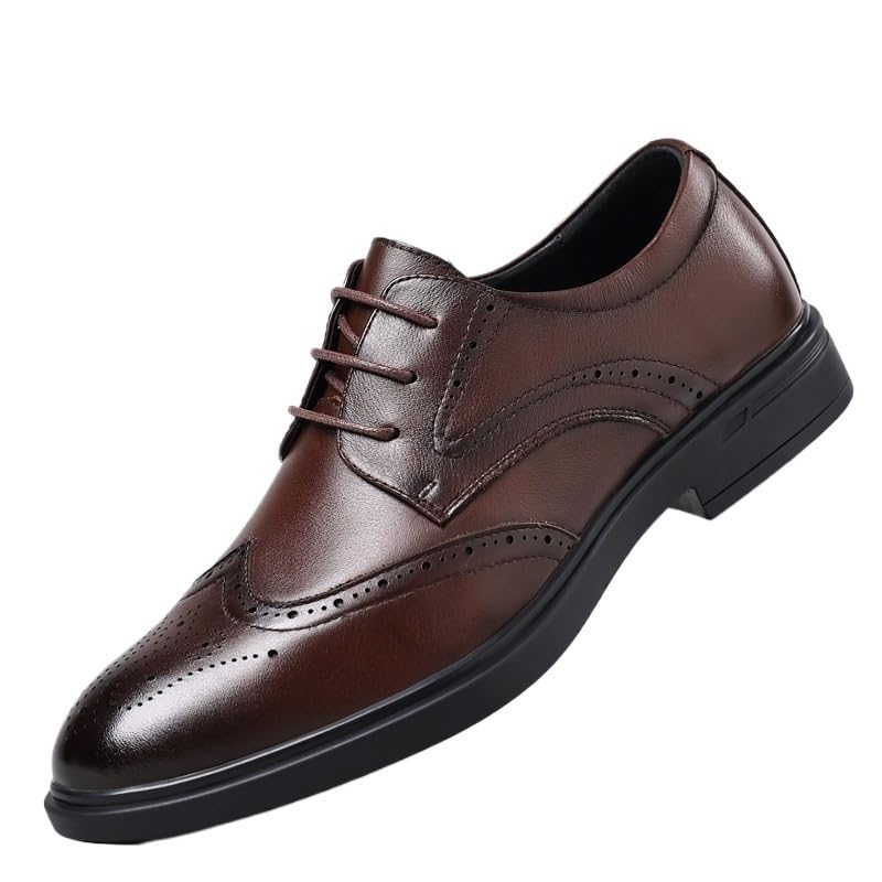 Dress Formal Shoes For Men's Lace-up Synthetic Leather Vintage Round Toe Business Non Slip Block Heel Anti-slip Classic
