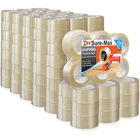 Sure-Max Premium Carton Packing Tape 1.8 mil 330 Feet (110 Yards) - Clear - 4 Cases (144 Rolls Total) Cover
