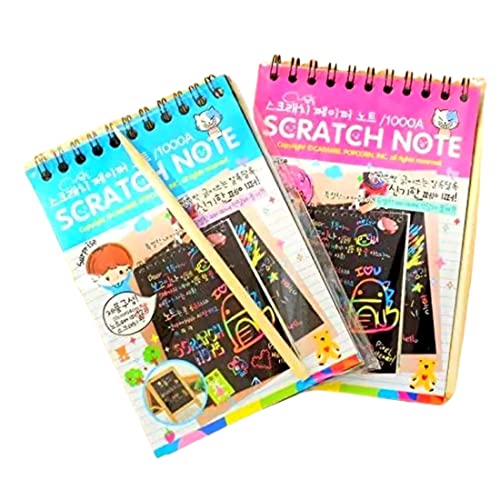 Image of DEZIINE�.Fx A6 Magic Paper Sheet Art Book and Craft Paper Rainbow Scratch Book(10 x 15cm) Set of 2