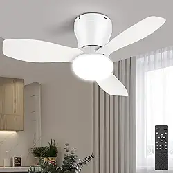 Ventilador de Teto com Luz, 85~265 V, 6 Velocidades, 3 Cores de Luz, Ventilador Teto, Ventilador de Teto com Controle Remoto, para Cozinha Quarto Restaurante Terraço
