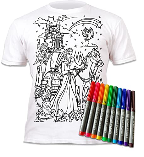 Splat Planet Principessa Fiaba T-Shirt Maglietta Magica da Colorare con 10 Penne Magiche Lavabili Atossiche - Colora La Tua Maglietta, Colora E Lava Via E Ricolora (7-8 Years)