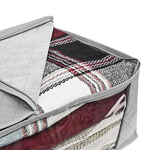 PLENTOP 6-Pack Foldable Closet Organizer Clothing Storage Bags with Clear Window Sturdy Zipper and Reinforced Handle (Gray)