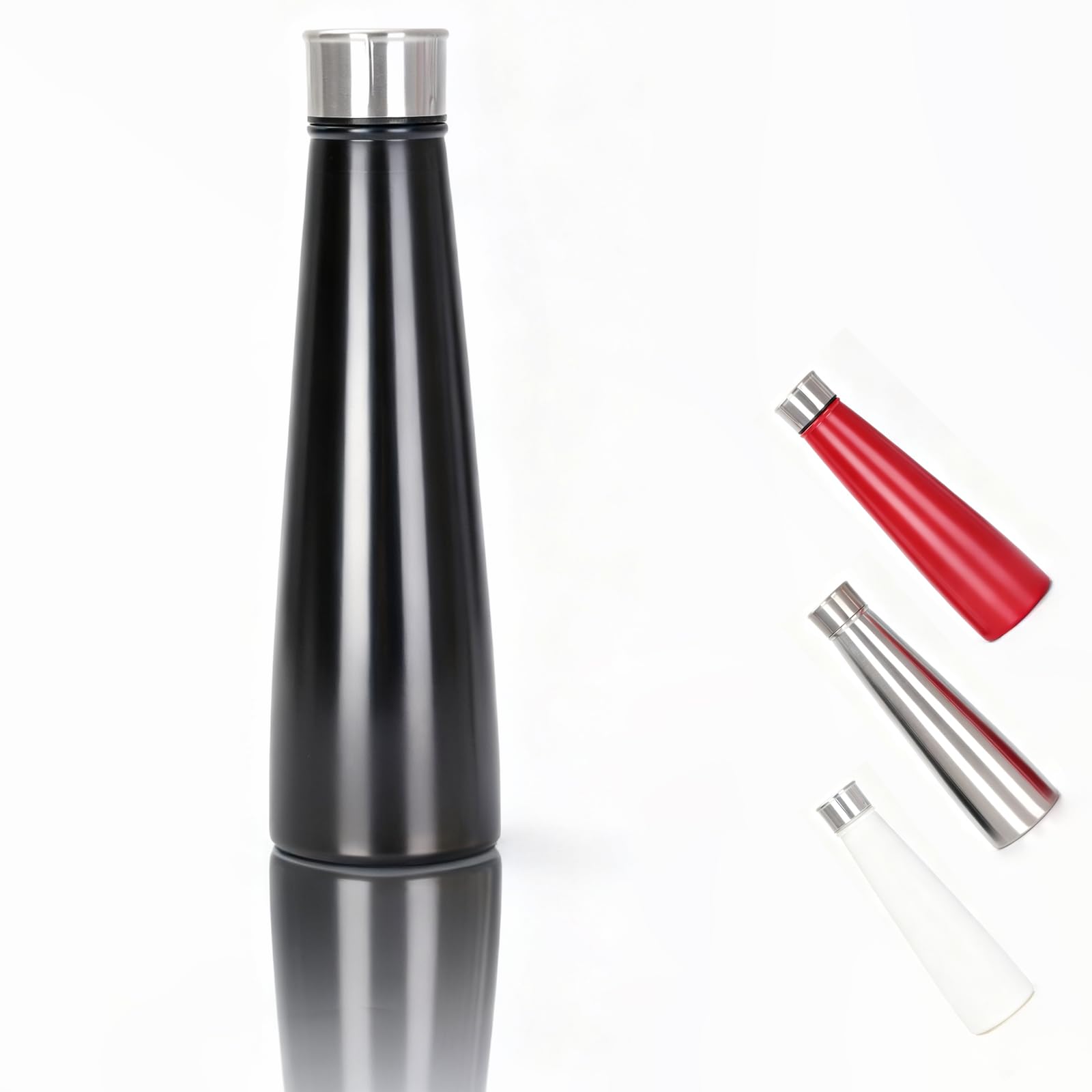 Senshuomy 16oz Stainless Steel Double Wall Metal Leak Proof Vacuum Flask,Insulated Water Bottles,Keep Hot & Cold Drinks,Drinking Thermal for Outdoor Sports Camping Cycling for Kids &adults (Black)
