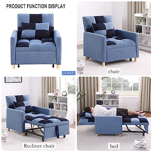 Sillón Convertible Plegable Azul miniatura 3