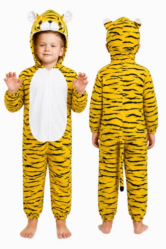 Image of kids zebra Animal Costume !Hooded fancy Dress Jamsuit For Boy & Girls ! Halloween Birthday & School Party Outfit ! Toddlers & Chidran Age 2-10 Yrs