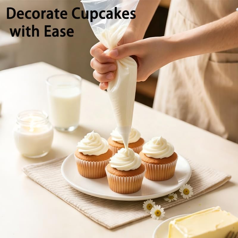 Bake Essentials 2 Sizes Piping Bags, 100PCS 12 Inch + 50PCS 9 Inch Thickened Disposable Pastry Bags, Anti-Burst Non-Slip Icing Bags for Cream Frosting, Cake & Cookie Decorating Supplies