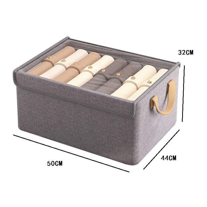 Scatola portaoggetti pieghevole con finestra trasparente, organizer in tessuto con manici (grigio, 50 x 44 x 32 cm)