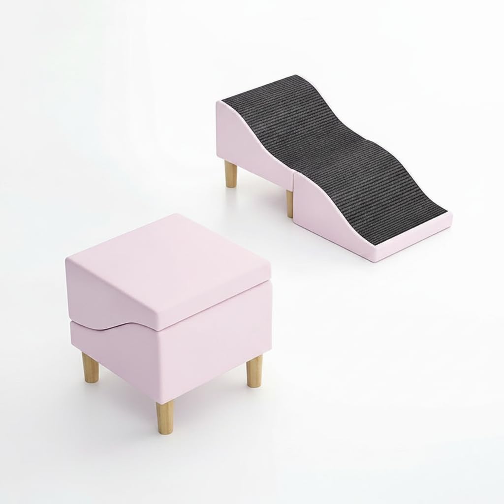 Rampa Pieghevole per Animali Domestici con Superficie Morbida E Antiscivolo Costruzione Robusta per Un Supporto Sicuro Design Onde per Un'inclinazione, Rosa, Onda