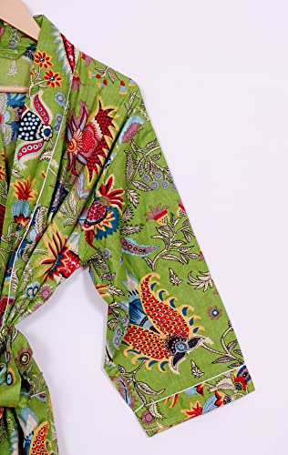 Image of Pure 100% Cotton Robe For Womens Bathrobe Dressing Gown Long sleepwear Free Size Kimono
