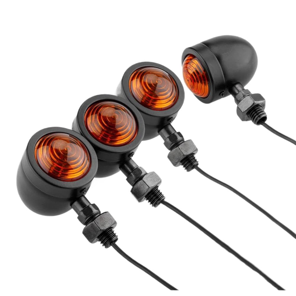 4PCS Bullet Motorcycle Turn Indicator Light 12V Motor Blinker Lamp Compatible with Chopper Bobber