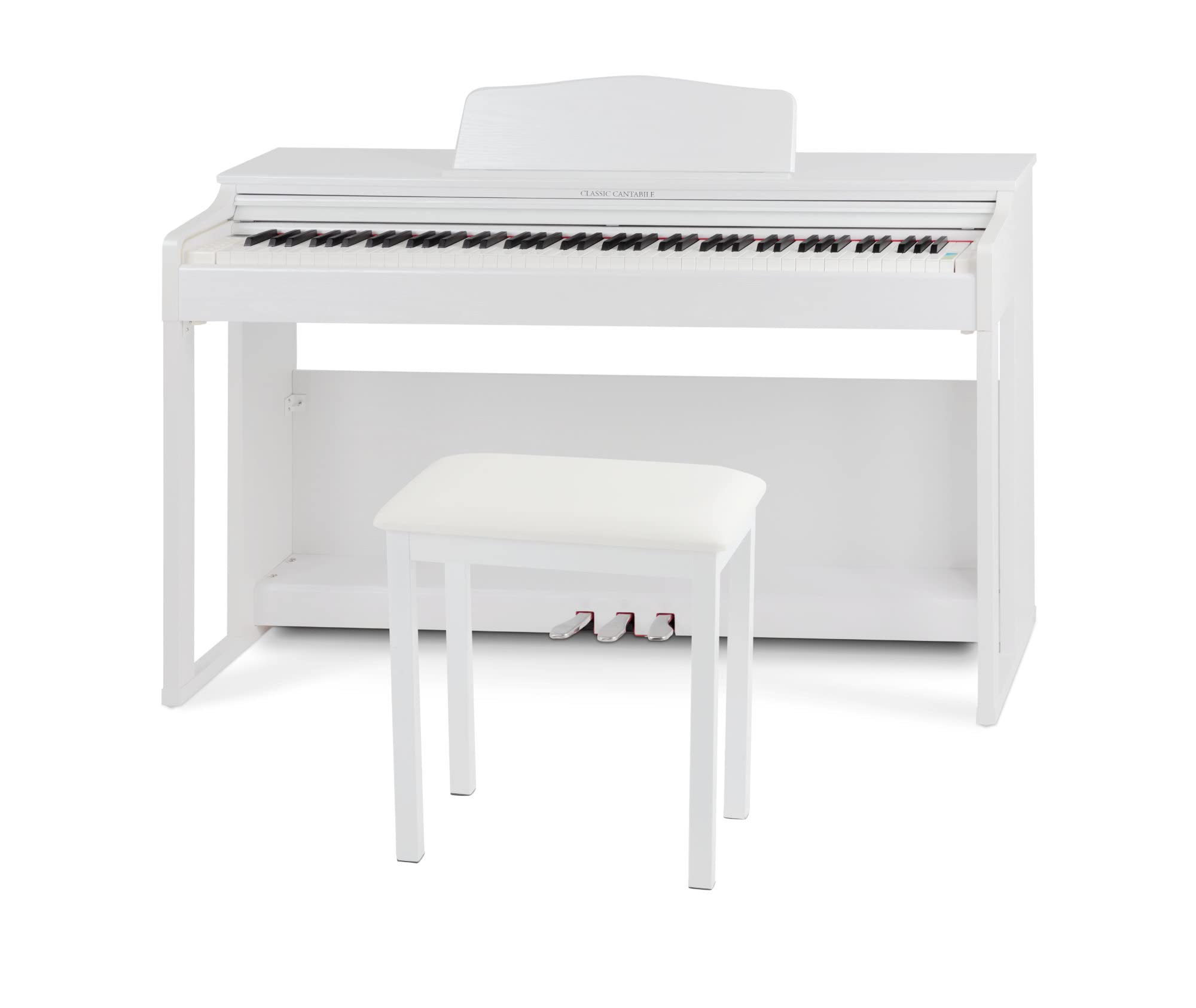 Funkey B100 Panchetta per Pianoforte - Sgabello Tastiera Alta Qualità - Seduta Bianca in Pelle Sintetica 44x30 cm - Gambe Metallo Stabili - Altezza 50 cm - Colore Bianco Opaco