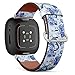 CJBROES Replacement Leather Watch Band, Compatible with Fitbit Versa 3 and Fitbit Sense of Wristband Bracelet Accessory - Paisley Floral Indian