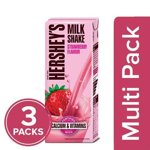 Image of Hershey's Milk Shake Strawberry ,200ml (Pack of 3)