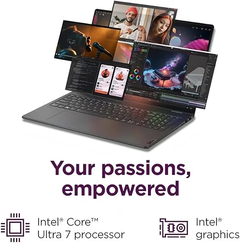 Image of Lenovo Yoga 7 16 Inch WUXGA IPS Touchscreen 2-in-1 Convertible Laptop, Copilot AI PC, Intel Core Ultra 7 155U, 16GB LPDDR5X, 2TB SSD, Backlit Keyboard, Fingerprint Reader, Webcam, Windows 11