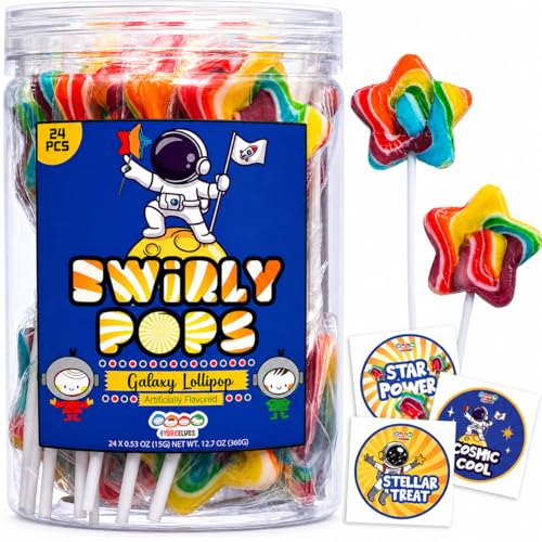 Galaxy Star Rainbow Lollipops Individually Wrapped, Bursting with Fruity Flavor, Great Swirl...