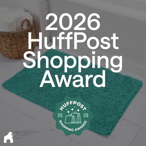 Image of Gorilla Grip Luxury Chenille Bathroom Rug Mat, 44x26, Extra Soft and Absorbent Large Shaggy Rugs, Machine Wash Dry, Perfect Plush Carpet Mats for Tub, Shower, and Bath Room, Turquoise