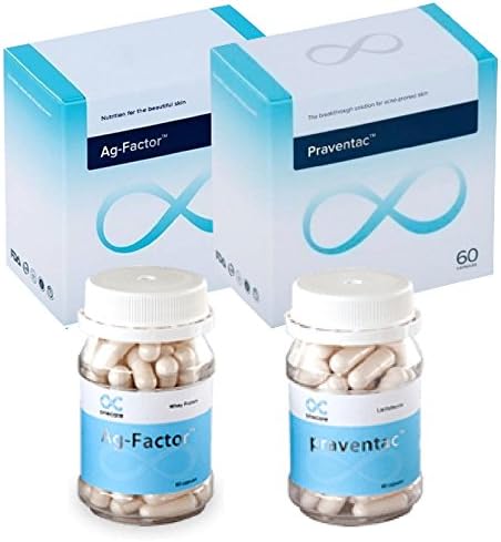 Praventac & Ag-Factor 1-month package Reduce Acne, Pimple, Blemishes, Treat Scar (1 bottle each/60 capsule per bottle)