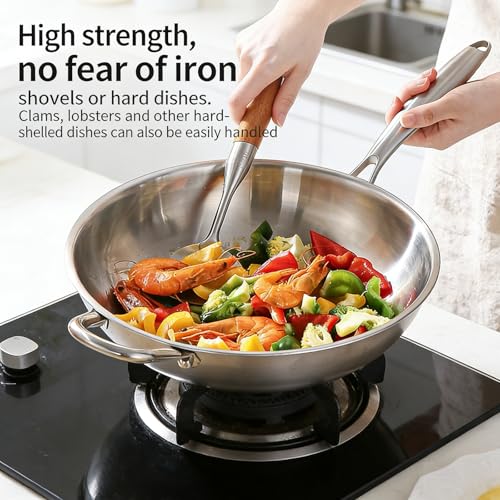 Wok de acero inoxidable 316, antiadherente, 13.4 in miniatura 3