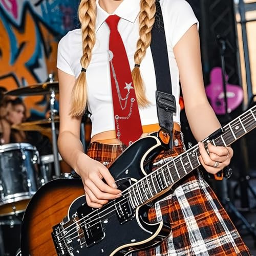 Image of LJBFNN Pre-Tied Ties for Women with Metal Chain, Uniform Shirt Accessory