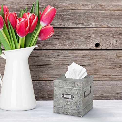 Barnyard-Designs-Rustic-Galvanized-Tissue-Box-Cover-Decorative-Bathroom-Facial-Tissue-Box-Holder-Farmhouse-Country-Decor-Square Barnyard Designs Rustic Galvanized Tissue Box Cover Decorative Bathroom Facial Tissue Box Holder Farmhouse Country Decor Square