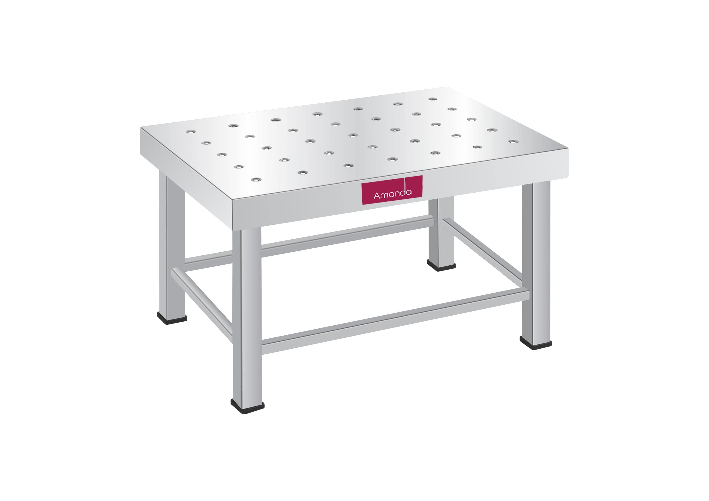 Amanda Stainless Steel Patla/Table for Bathroom, Kitchen, and Outdoor Use Multipurpose Stool (34 x 23 x 18 cm) | Durable, Anti-Slip, Rust-Proof Design for Home, Garden & Office | Strong & Long-Lasting