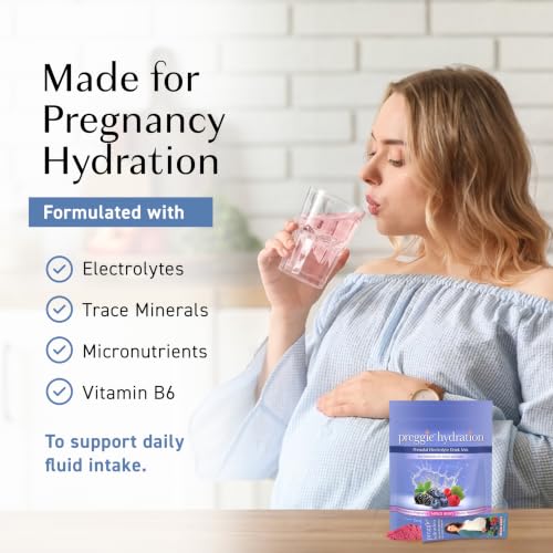 Image of Three Lollies Preggie Hydration Packets for Pregnant Women, Electrolyte Drink Mix with Vitamin B6, Pregnancy Hydration Powder for Moms-to-Be, Mixed Berry Flavor, 20 Single-Serve Packets