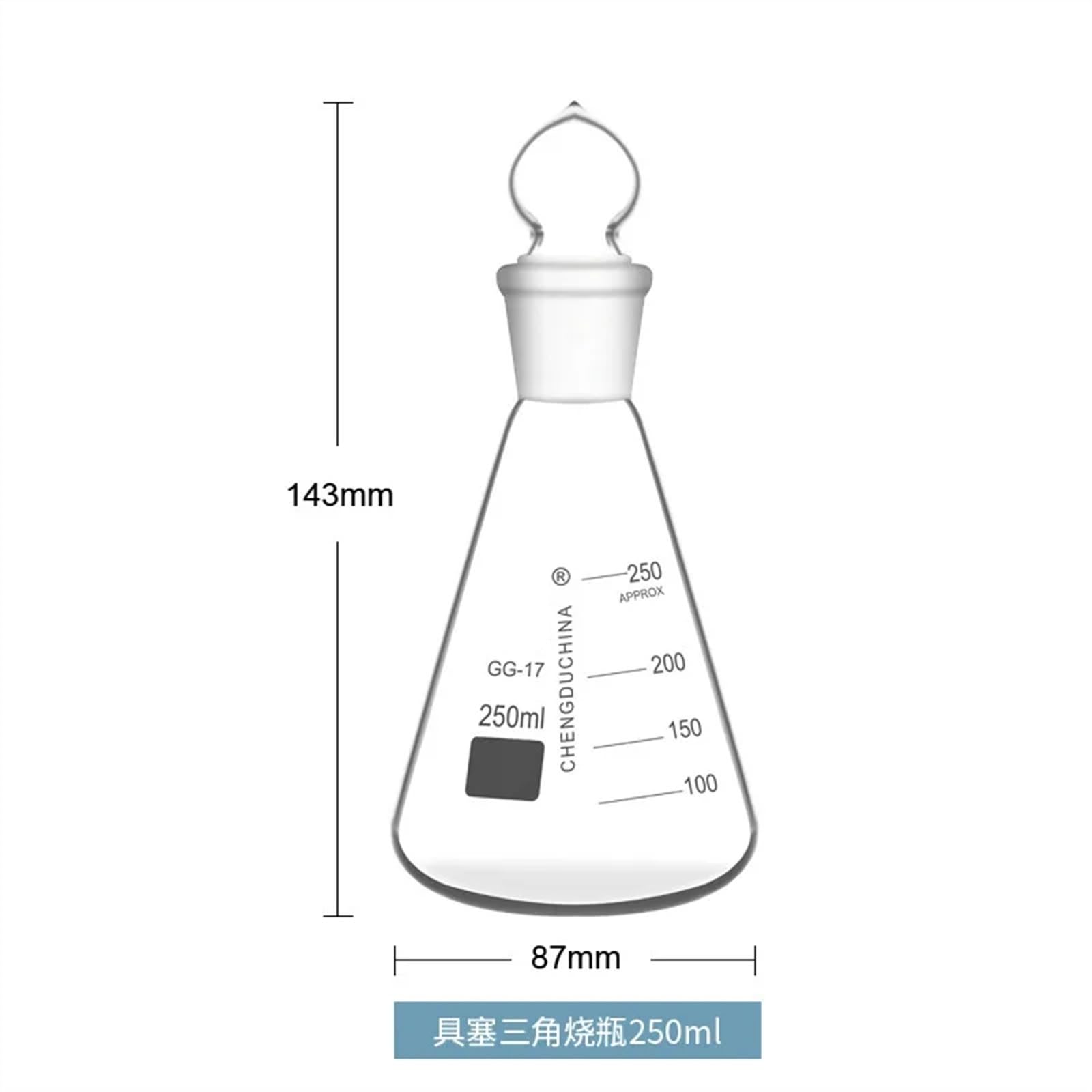 Matraz Erlenmeyer de Vidrio con Tapón Matraz Erlenmeyer con Tapón de Vidrio Matraz Erlenmeyer de Vidrio Borosilicato 50-1000ml(1000ml)