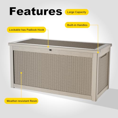 Image of 320 Gallon Waterproof Outdoor Storage Box, UV Resistant Resin Deck Box with Hydraulic Rod for Reinforced Stability, Perfect for Patio, Garden, and Pool(Grey,320 Gallon)
