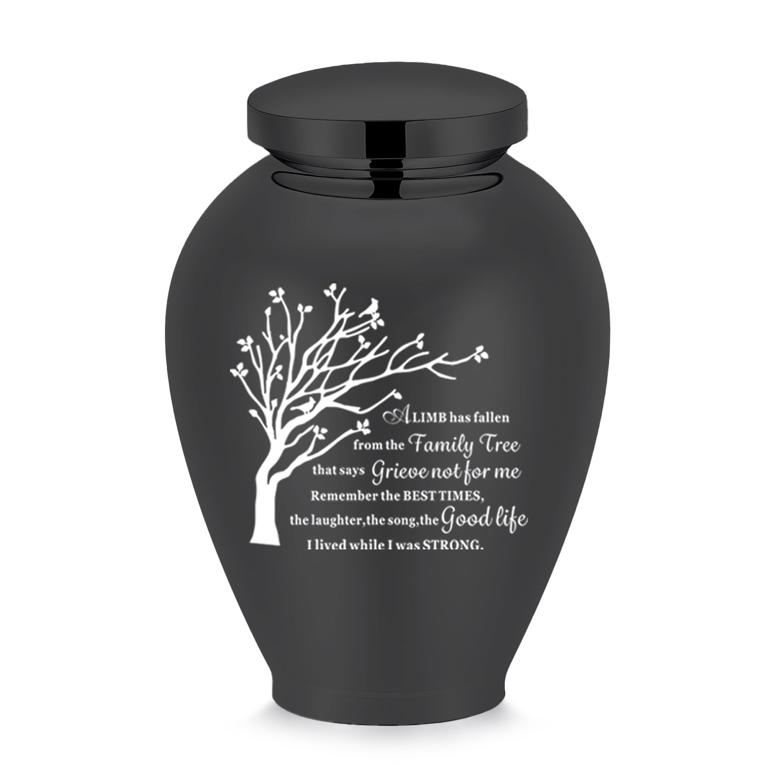 Cremation Urns for Dogs Cats Ash Holder Large Urns for Human Ashes Memorial Urn for Adults Male Female Keepsake Funeral Urn (Black&tree-8.26in)
