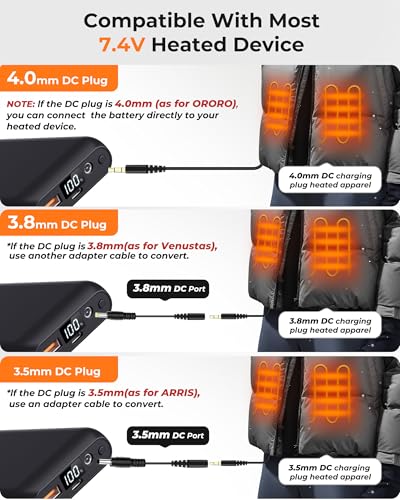 Batería Glaais 16000mAh 5V 7.4V para Chaleco Calefactable miniatura 3