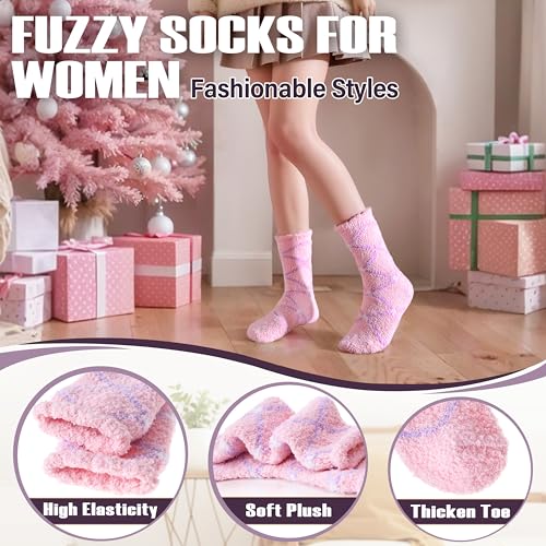 ANTSANG Womens Fuzzy Socks Fluffy Slipper Cozy Cabin Winter Soft Fleece Warm Comfy Thick Christmas Gift Socks2