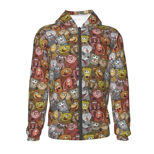 Kitten and Puppy Kids Pullover Hoodies Boys Zip Up Sweatshirts Girls Athletic Clothes with Pocket2