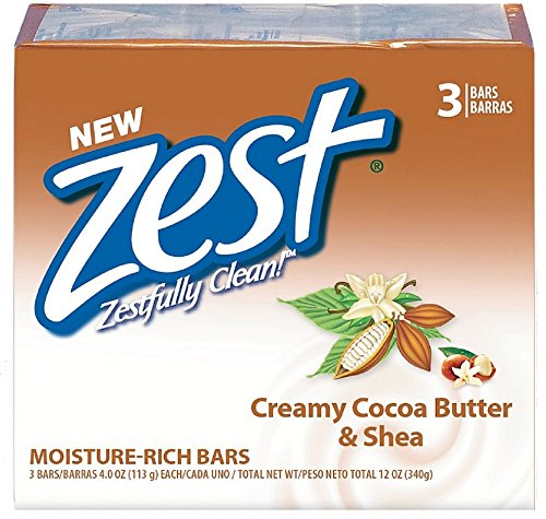 Zest Bath Bars, Cocoa Butter & Shea, 4 oz bars, 3 ea (Pack of 2)