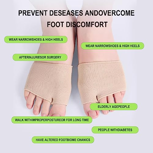 Image of Metatarsal Pads for Men & Women, Ball of Foot Pain Relief Cushions for Sesamoiditis, Metatarsalgia, Morton's Neuroma, 2 Pairs Bunion Corrector Gel Sleeves Cushions Pad for Relieve Feet Pain