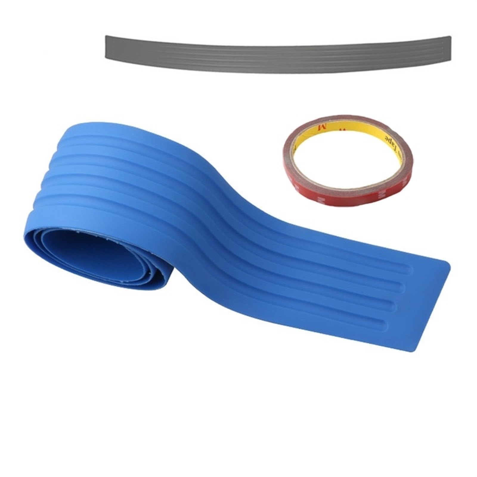 Tira Protectora de Parachoques Tiras Protectoras universales de Fibra Carbono para Puerta Maletero Coche, Protector Placa umbral, Parachoques Trasero, molduras Goma(Blue 90cm)