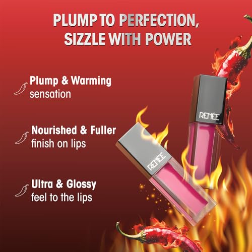Image of RENEE Hot Sauce Plumping Lip Gloss - Mauve Pepper, Ultra Glossy Finish, Lightweight & Nourishing, for Fuller Juicy Lips, Jojoba Oil, Sweet Almond Oil & Vitamin E Infused