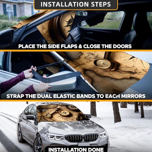 Protector de escarcha para coche mapa antiguo cubiertas protectoras de hielo para invierno 4