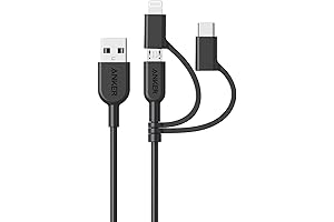Anker PowerLine II 3-in-1 Cable: Universally Compatible with Lightning, Type-C, and Micro-USB Devices