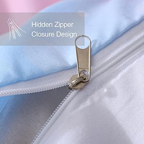 HLWDXno1 Pink Starlight Girls Double Bedding Set Print Duvet Cover Set with 2 Pillow Case Rainbow Stripe Kid Bedding Double Bed Sets Ultra Soft Brushed Microfiber Children Quilt Cover Zipper Closure
