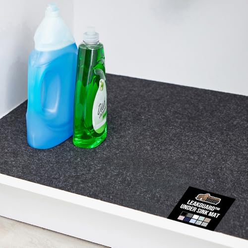 Image of GORILLA GRIP LeakGuard Non-Adhesive Under Sink Mat for Kitchen Cabinet, Waterproof Quick Dry Shelf Liner, Durable Absorbent Felt Mats for Bathroom Sinks, Cabinets, Dresser, Easy to Trim 24x30 Charcoal