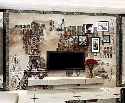 Murwall City Wallpaper Eiffel Tower Wall Mural City Typography Wall Print Industrial Home Deocr Cafe Design Living Room