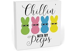 Rustic Farmhouse Bunny Easter "Chillin' with my peeps" Home Decor